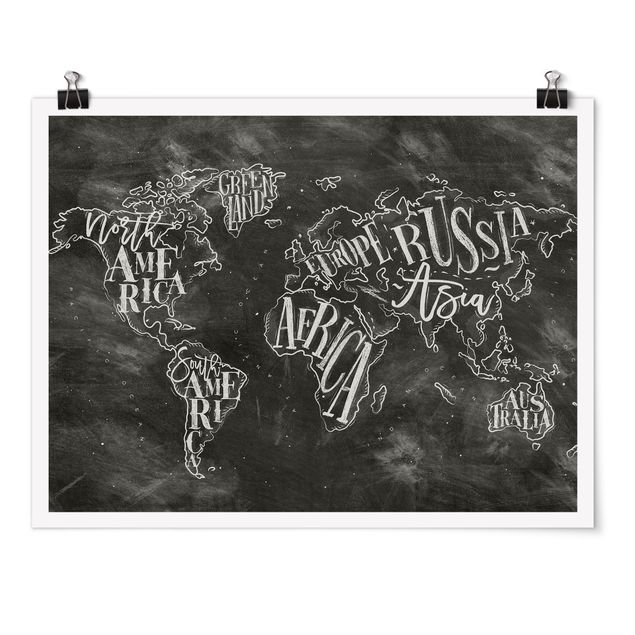 Posters frases Chalk World Map