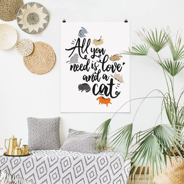 Quadros gatos All You Need Is Love And A Cat
