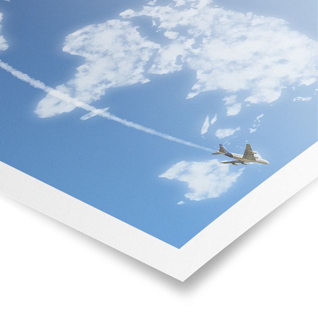 quadro azul World travel above the clouds