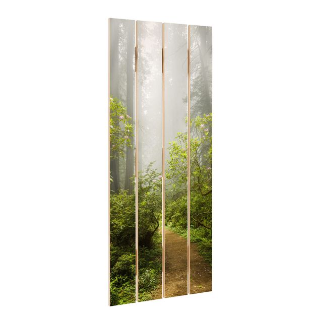 quadro de madeira para parede Misty Forest Path