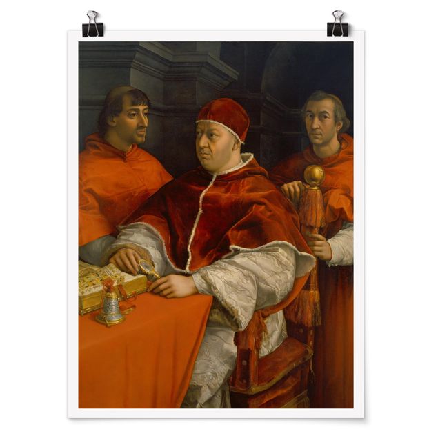 Posters quadros famosos Raffael - Portrait of Pope Leo X