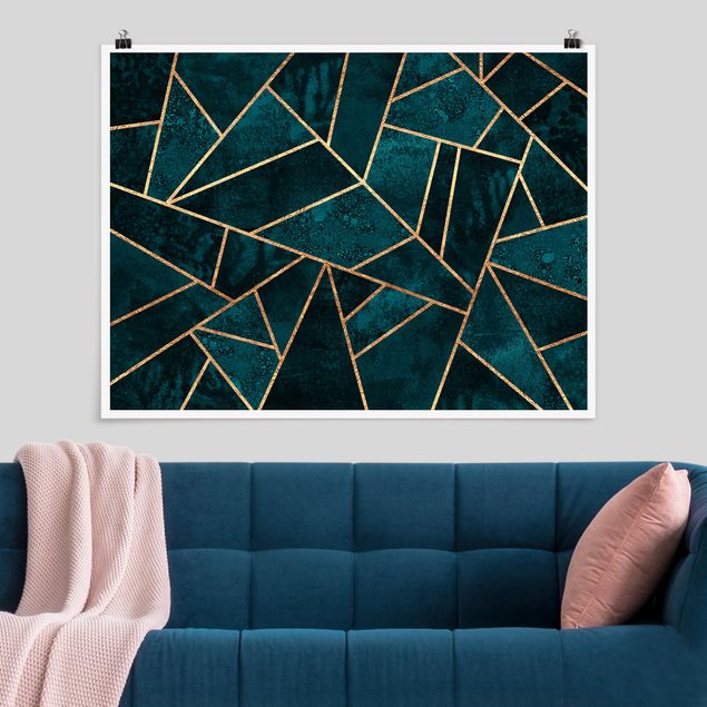 Posters quadros famosos Dark Turquoise With Gold