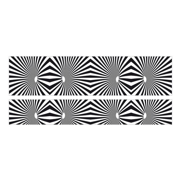 Papel autocolante para móveis Cama Malm IKEA Psychedelic Black And White pattern