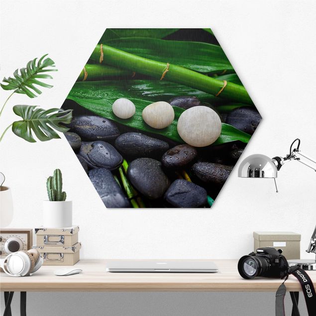 decoraçoes cozinha Green Bamboo With Zen Stones