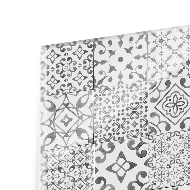 Painel anti-salpicos de cozinha Pattern Tiles Gray White