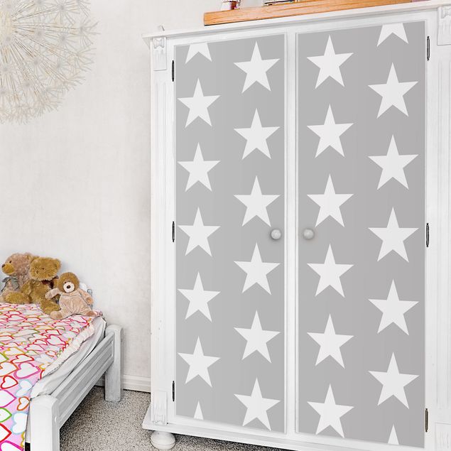 decoração para quartos infantis White Stars On Grey