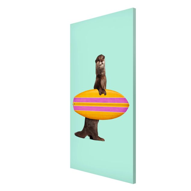 Quadros magnéticos animais Otter With Surfboard