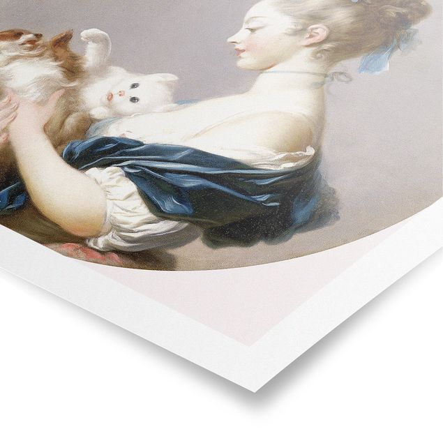 Posters quadros famosos Jean Honoré Fragonard - Girl playing with a Dog and a Cat