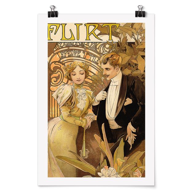Posters quadros famosos Alfons Mucha - Advertising Poster For Flirt Biscuits
