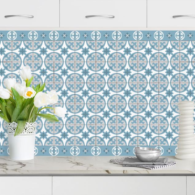 decoraçoes cozinha Geometrical Tile Mix Circles Blue Grey
