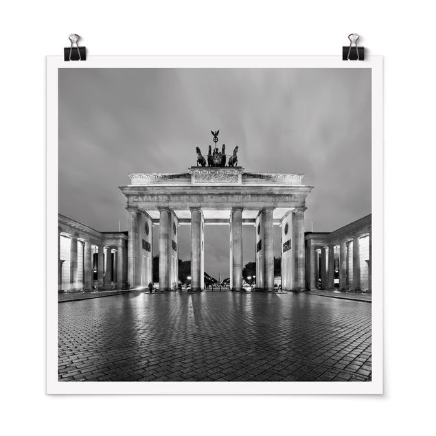 Posters em preto e branco Illuminated Brandenburg Gate II