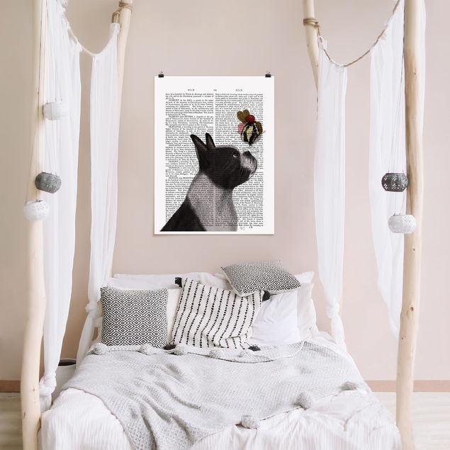 poster preto e branco Animal Reading - Terrier With Ice
