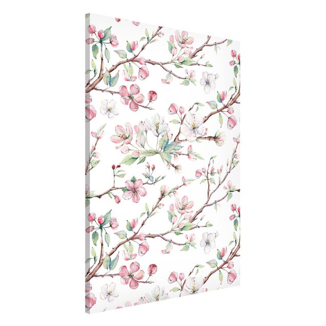 decoraçao para parede de cozinha Watercolour Branches Of Apple Blossom In Light Pink And White