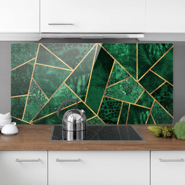 decoraçao para parede de cozinha Dark Emerald With Gold