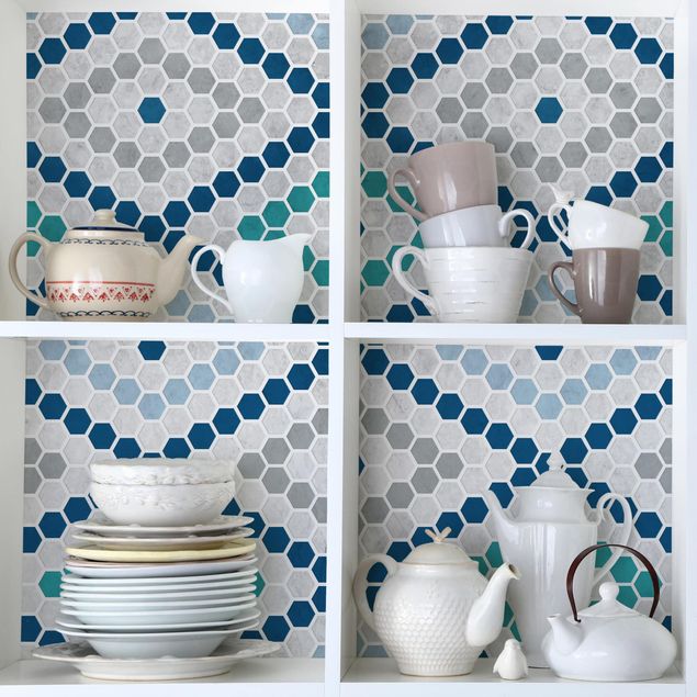 decoraçao para parede de cozinha Moroccan Tile Pattern Turquoise Blue