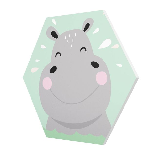 Quadros em cinza The Happiest Hippo