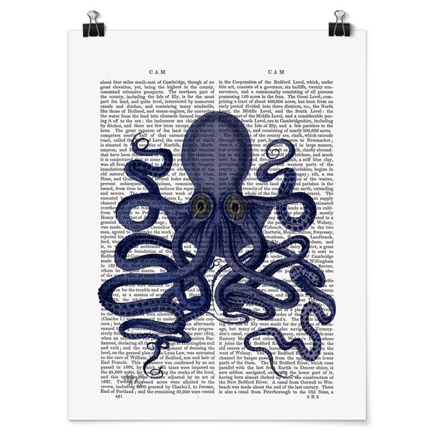 quadros com frases motivacionais Animal Reading - Octopus