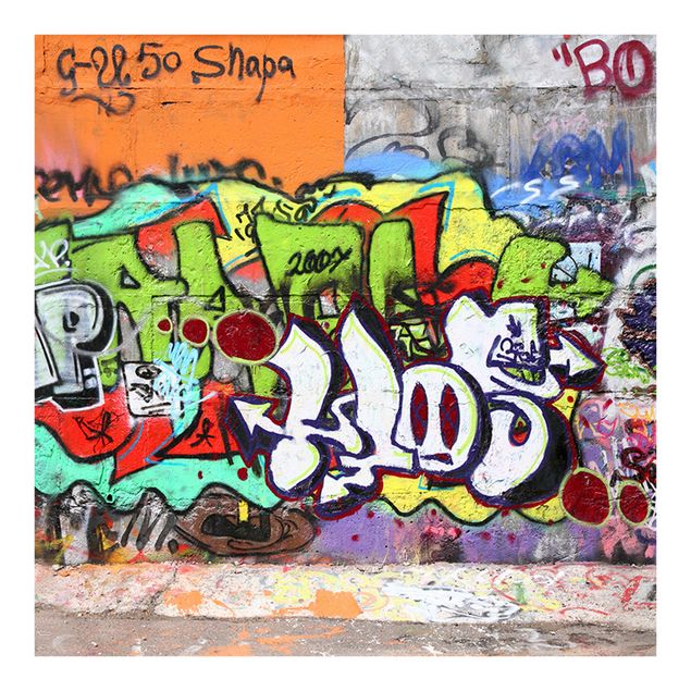 papel de parede imitando pedra Graffiti Wall