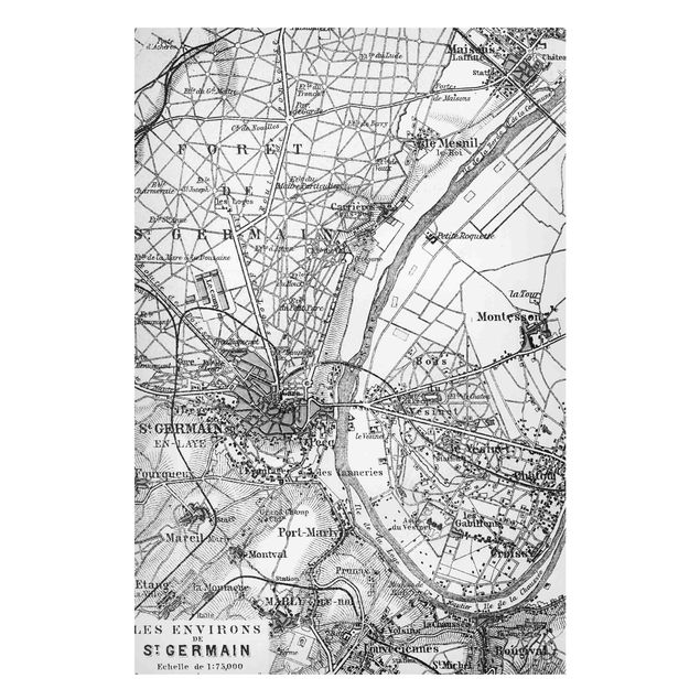 Quadros Paris Vintage Map St Germain Paris