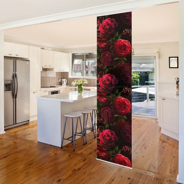decoraçao para parede de cozinha Red Roses In Front Of Black