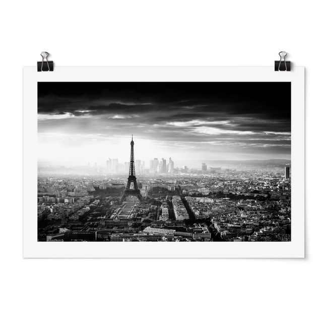 Posters cidades e paisagens urbanas The Eiffel Tower From Above Black And White