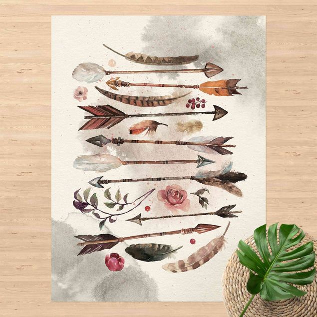 tapetes de exterior Boho Arrows And Feathers - Watercolour