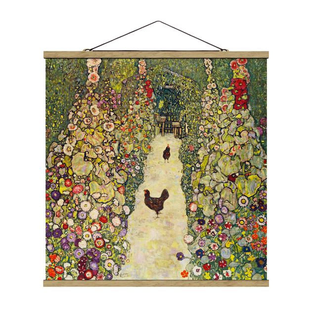 Quadros florais Gustav Klimt - Garden Path with Hens