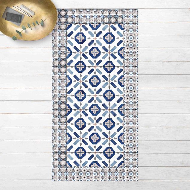 Tapetes exteriores Moroccan Tiles Flower Window With Tile Frame