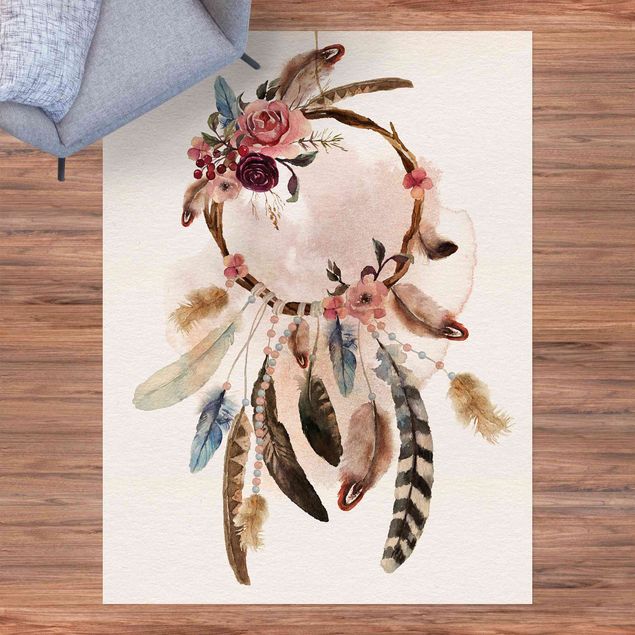 tapete varanda Dreamcatcher With Roses And Feathers