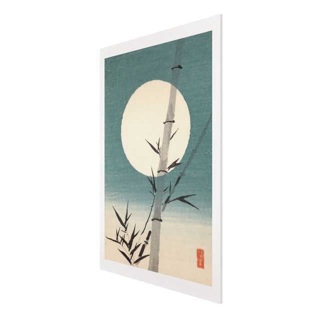 quadro com paisagens Japanese Drawing Bamboo And Moon