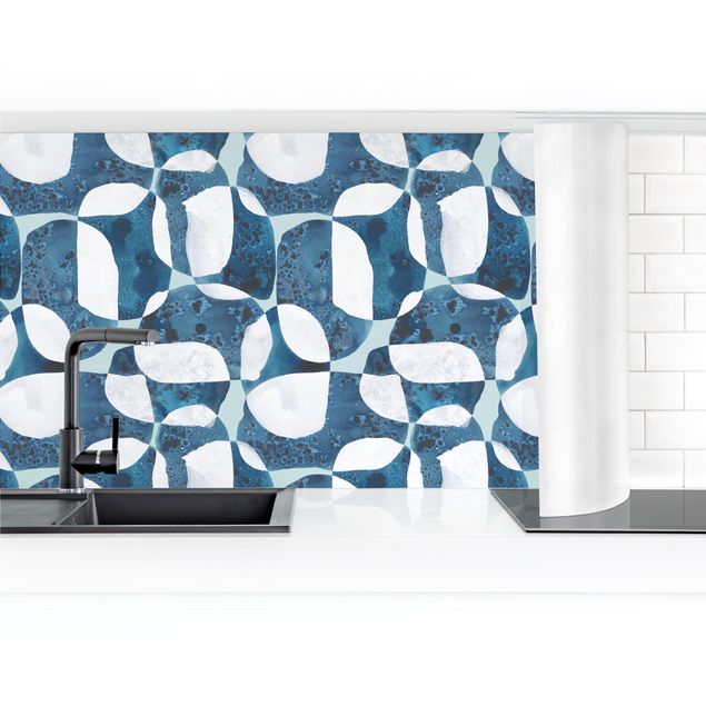 backsplash cozinha Living Stones Pattern In Blue  II