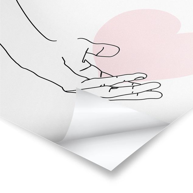 poster decoração Hand With Heart Line Art