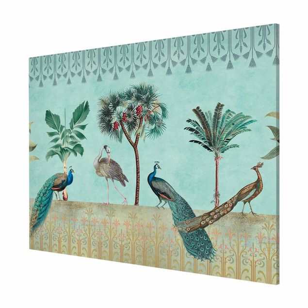 Quadros florais Vintage Collage - Tropical Bird With Palm Trees