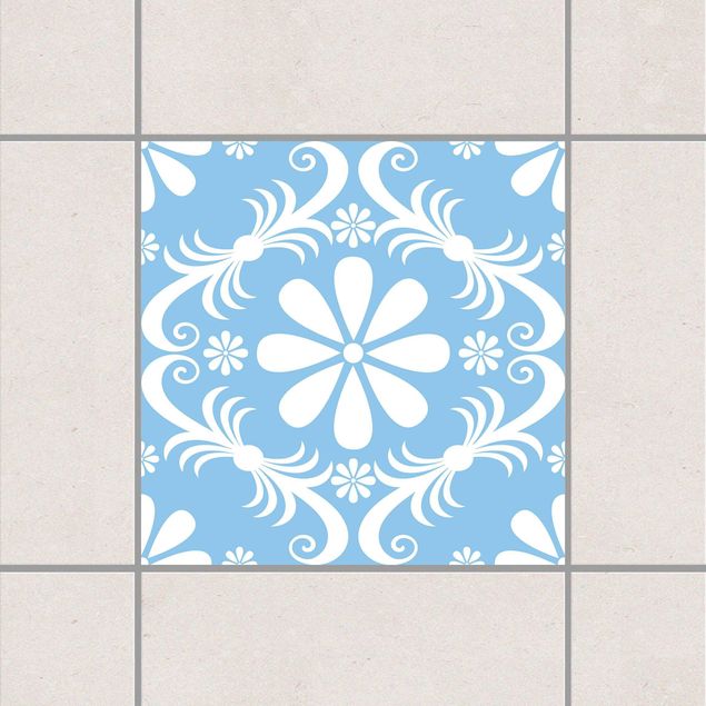 decoraçao para parede de cozinha Flower Design Light Blue