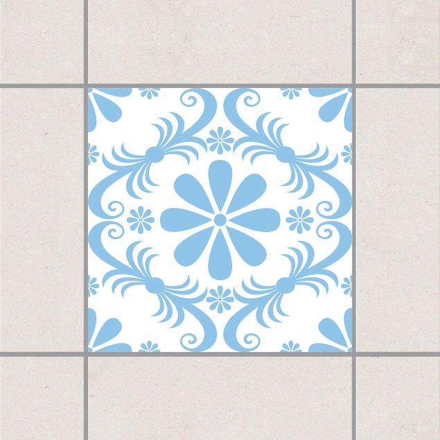 decoraçao cozinha Flower Design White Light Blue
