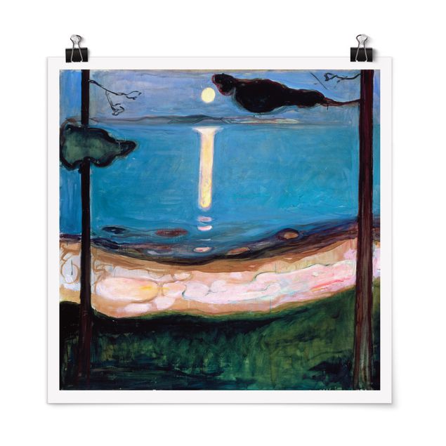 Quadros movimento artístico Pós-impressionismo Edvard Munch - Moon Night