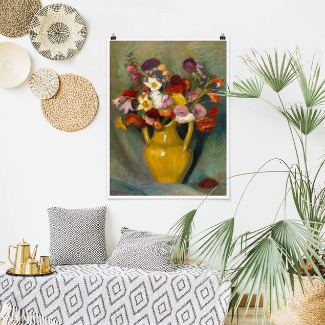 decoraçoes cozinha Otto Modersohn - Colourful Bouquet in Yellow Clay Jug