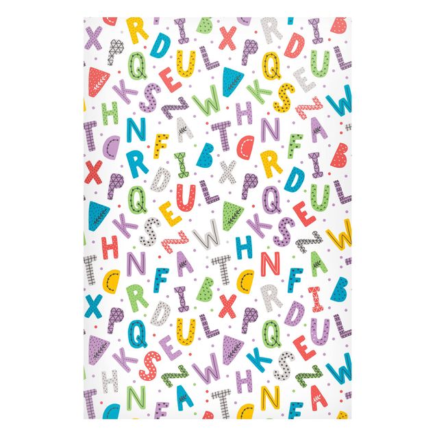 quadro de letras Alphabet With Hearts And Dots In Colourful