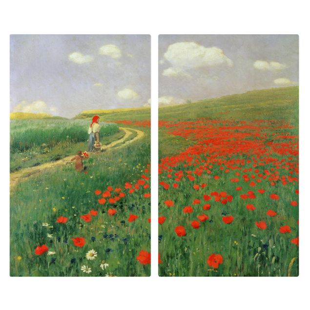 quadros de pintores famosos Pál Szinyei-Merse - Summer Landscape With A Blossoming Poppy