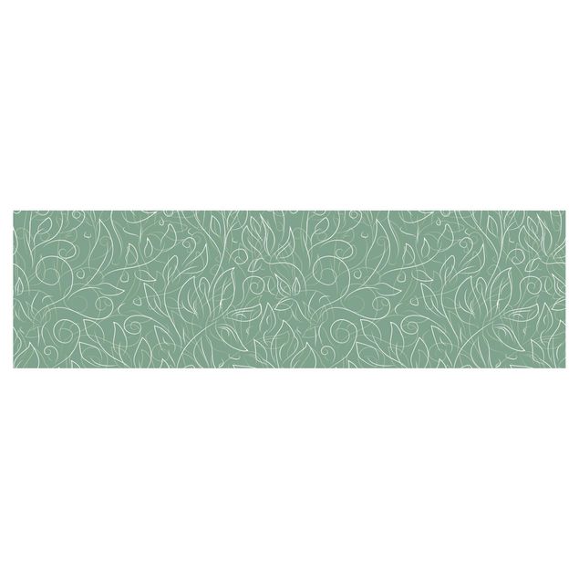 Backsplash de cozinha Wild Plant Pattern On Green Backdrop