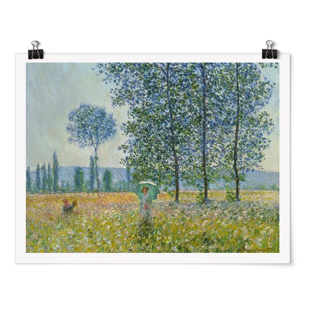 Quadros árvores Claude Monet - Fields In Spring