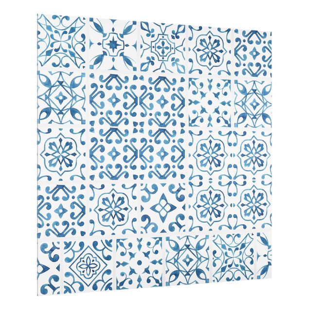 painéis antisalpicos Tile pattern Blue White