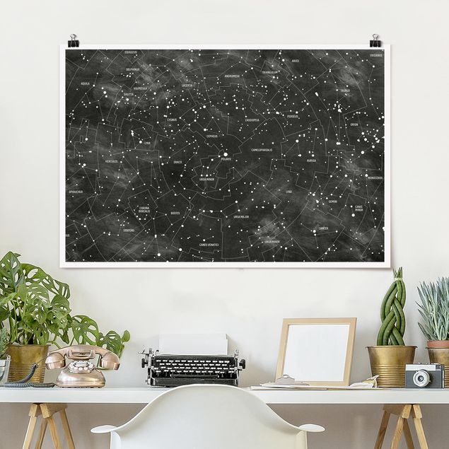 decoraçao cozinha Map Of Constellations Blackboard Look