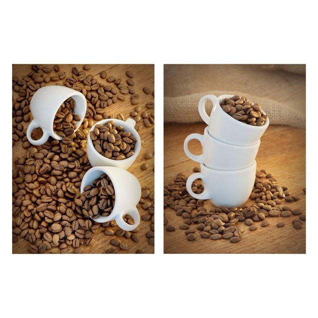 decoração quadros 3 espresso cups with coffee beans