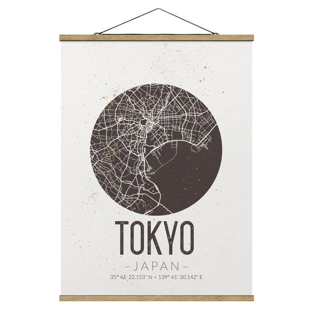 quadro mapa do mundo Tokyo City Map - Retro