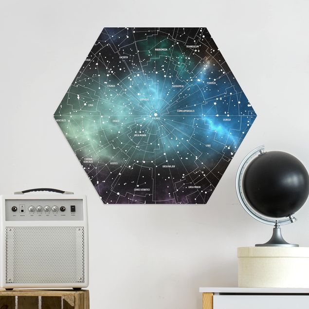 quadro mapa mundo Stellar Constellation Map Galactic Nebula