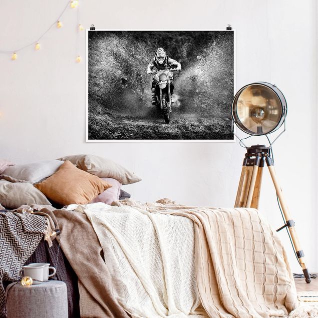 Posters em preto e branco Motocross In The Mud