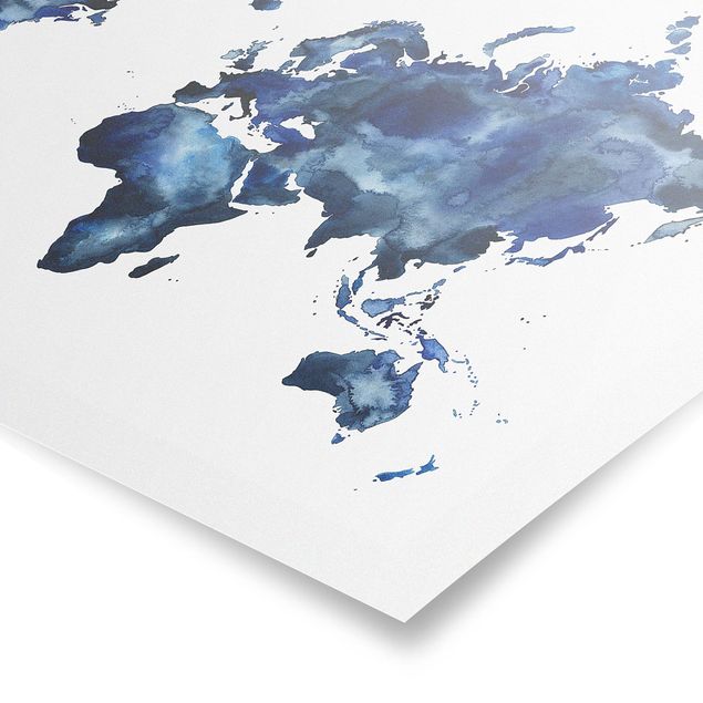 quadro azul Water World Map Light