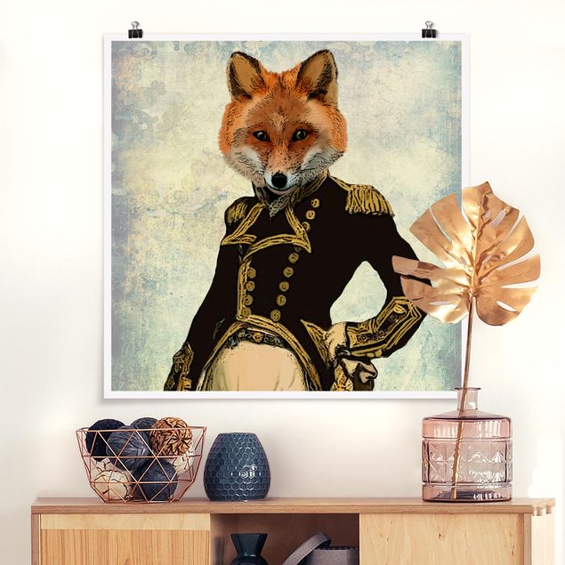 poster retro Animal Portrait - Fox Admiral
