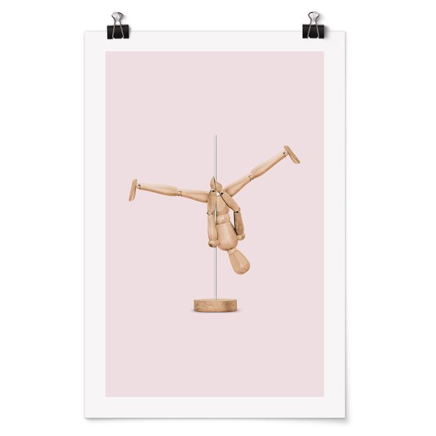 Posters abstratos Pole Dance With Wooden Figure